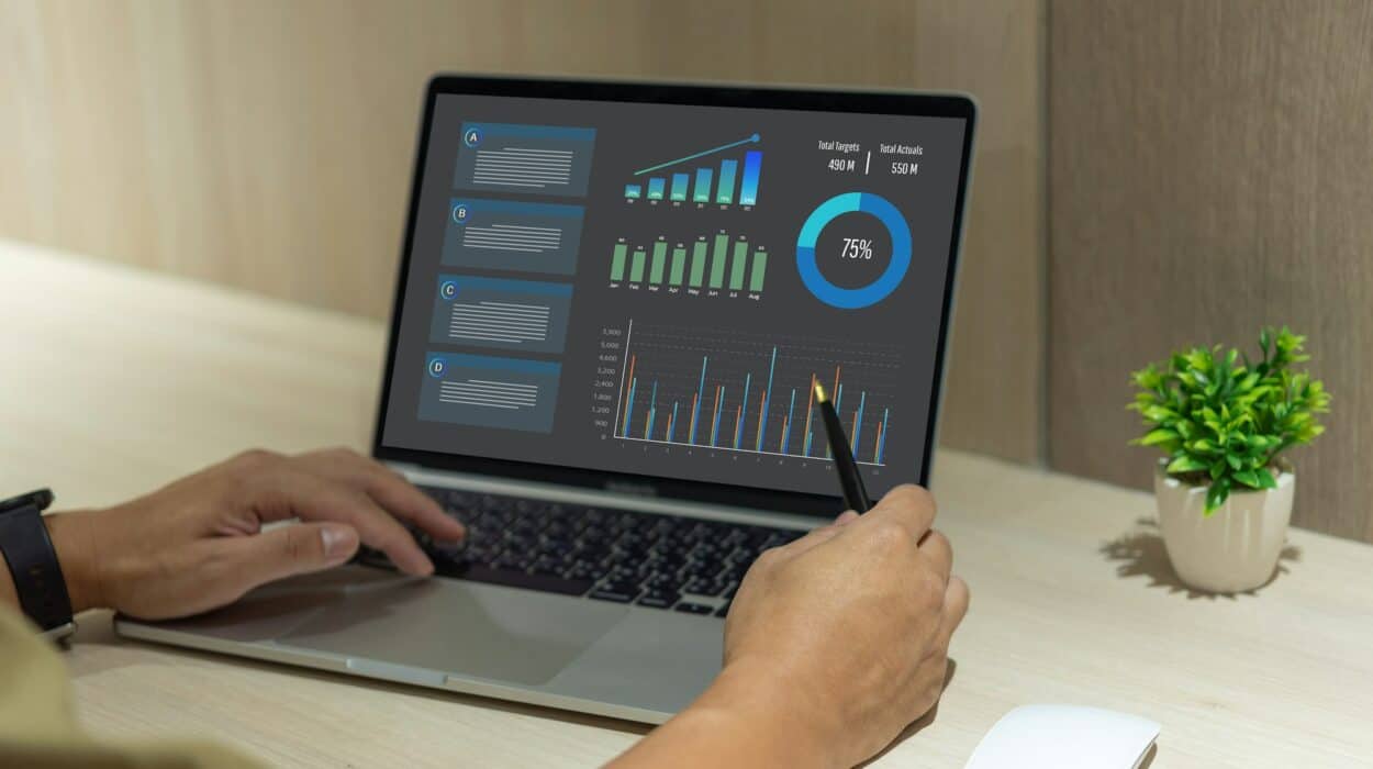 Big data analysis information flow for business growth and strategy graphs and dashboards